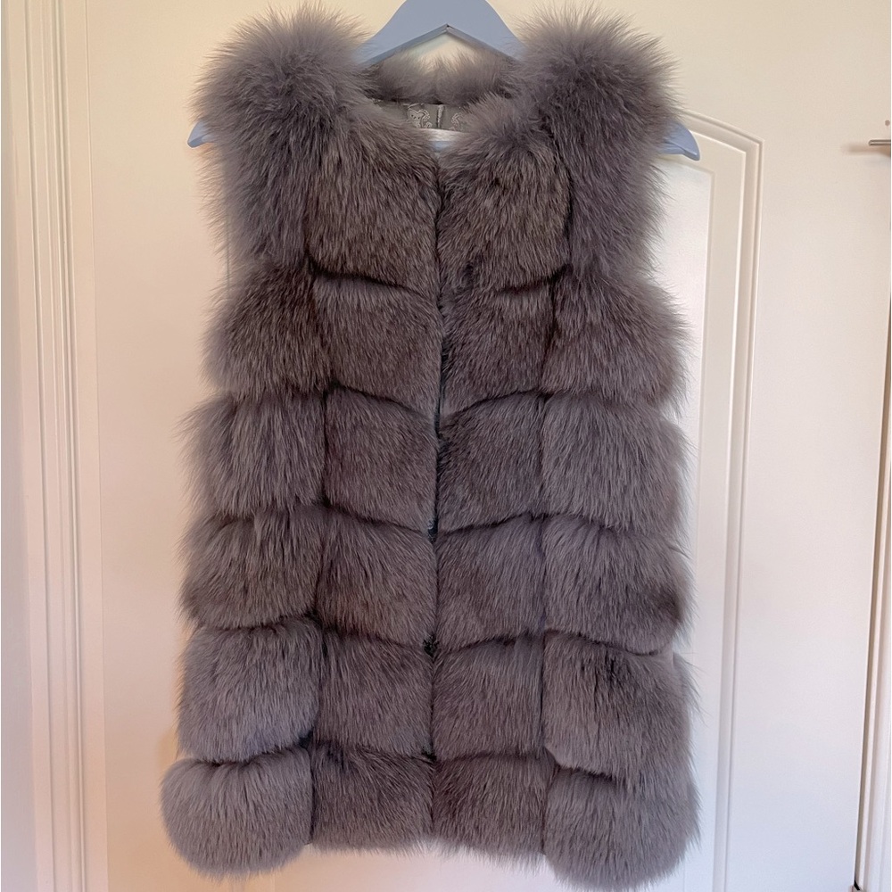 NEW 100% REAL FOX FUR GREY GILET